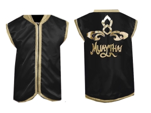 Custom Muay Thai Walk in Jacket / Cornerman Jacket : Black/Gold